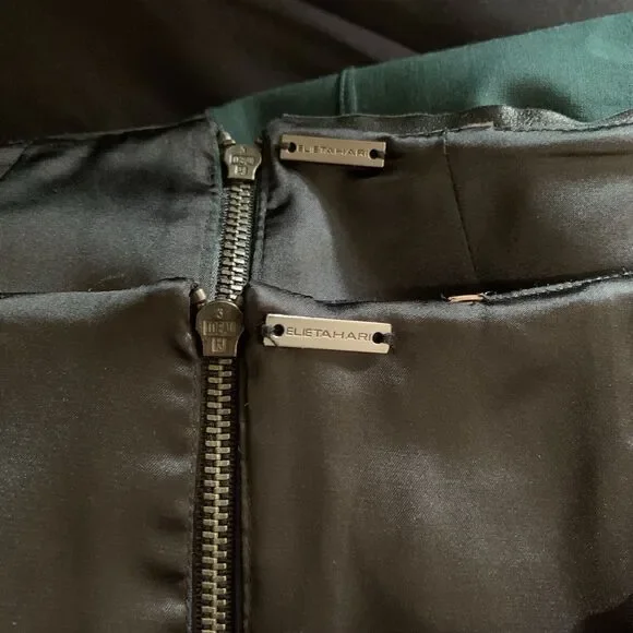 Lot of 2 Elie Tahari Office Career Dresses size 2 Blue Green Leather Trim Sheath - Picture 6 of 9